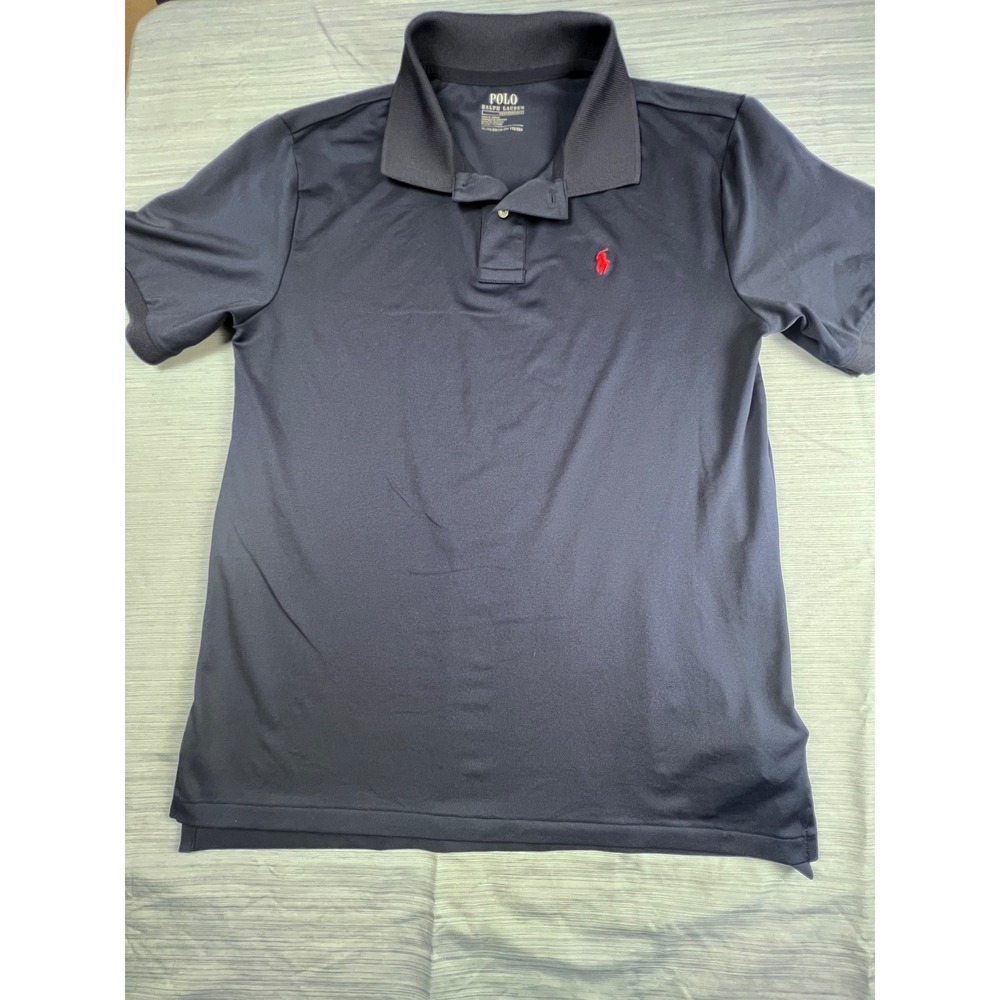 Polo Ralph Lauren Performance Navy Blue Polo Shirt Boys XL 18-20 Red Pony Logo